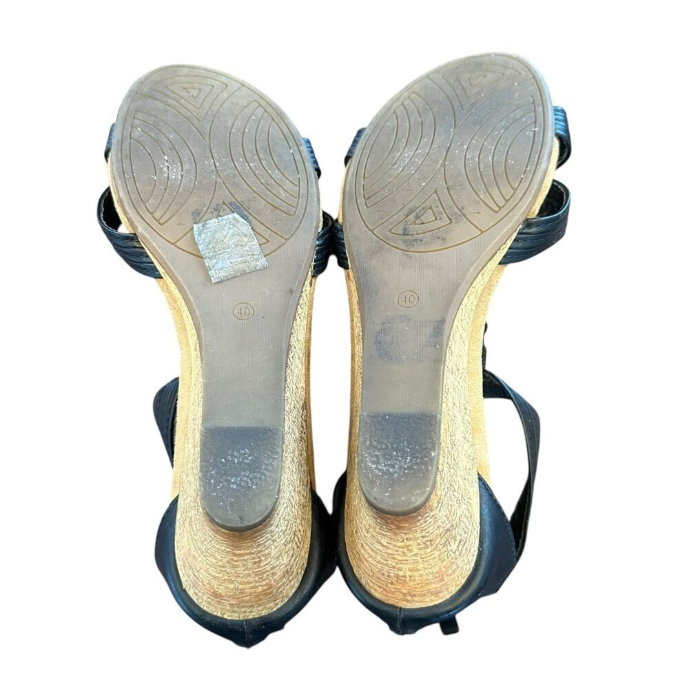 Patrizia by Spring Step Black Leather “Mauve” Wedge Sandals Size 40 - Picture 9 of 10